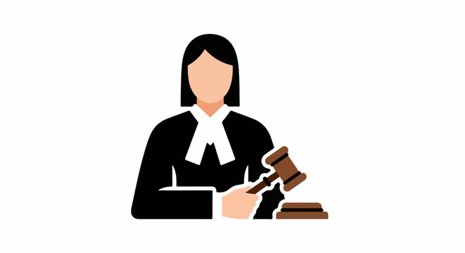 Stylized icon of a judge holding a gavel and sounding block