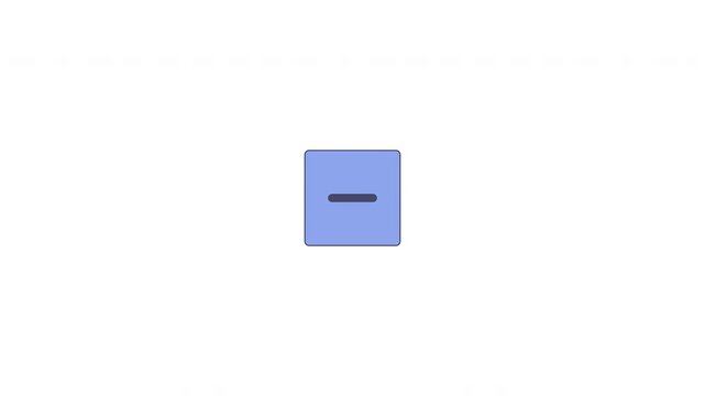 Minimize button flat UI overlay element animation. Minus symbol inside rounded square. Collapse icon. Animated user interface component for web and app design. Modern motion graphic on transparent