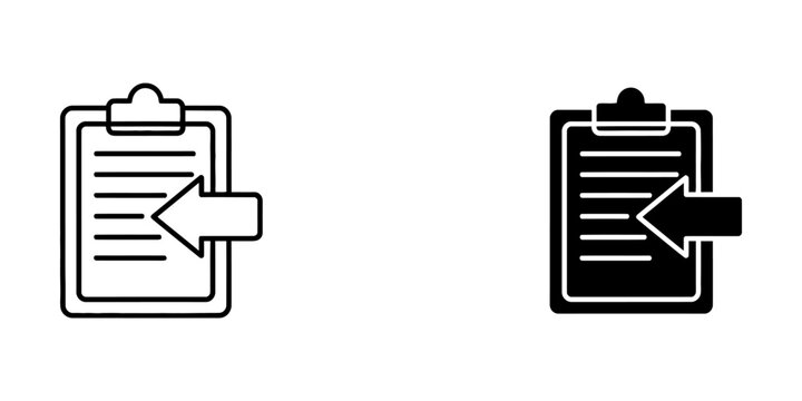 Clipboard data import arrow icons with clipboard document business management