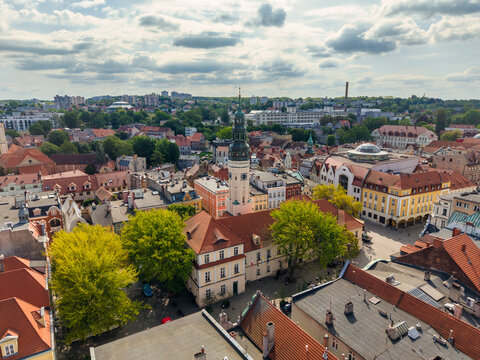 Aerial view of Zielona Gora old town architecture in Lubusz Voivodeship, Poland