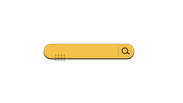 Rounded search field neubrutalism UI element animation. Content discovery with magnifying glass icon. Animated flat user interface component for web and app design. Neo memphis motion graphic