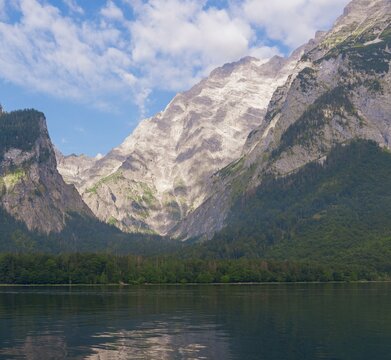 Picturesque Autumn Landscape of Hintersee Lake with Vibrant Foliage and Mountains