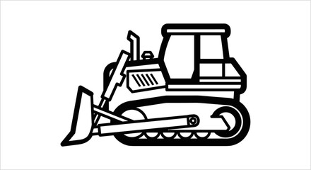 Line Art Illustration of a Bulldozer Construction Vehicle. © Ana