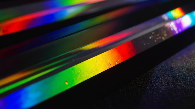 虹色の光が反射するクリスタルプリズムの抽象背景テクスチャ