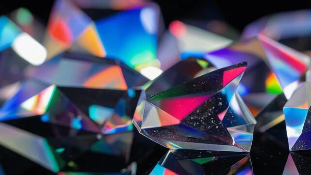 虹色の光が反射するクリスタルプリズムの抽象背景テクスチャ