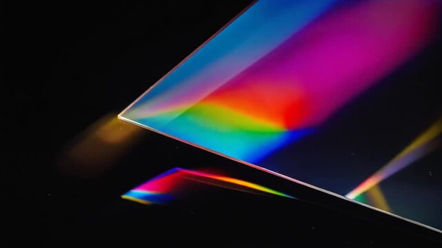 虹色の光が反射するクリスタルプリズムの抽象背景テクスチャ
