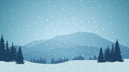 Fototapeta premium vector illustration of a winter landscape