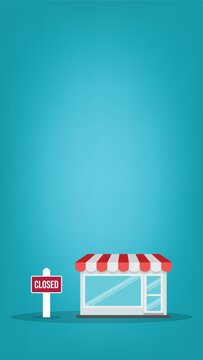 Closed business concept, flat style small business closed,  vector illustration