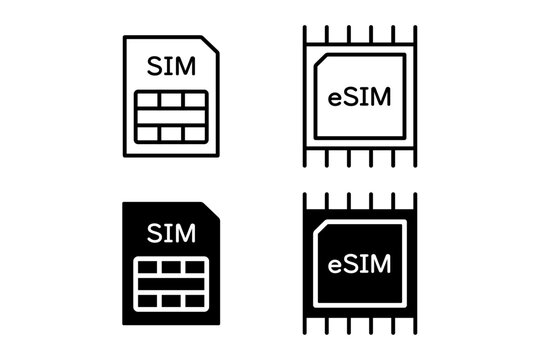 SIMカードとeSIMのアイコンセット