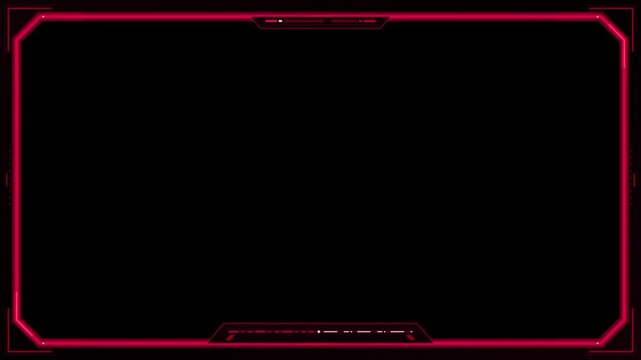 Modern digital frame with rounded corners and bright red futuristic accents on black