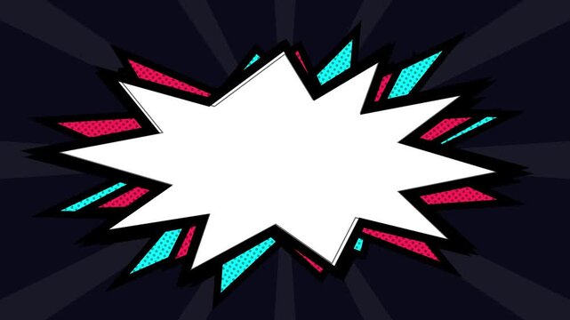 Retro comic book explosion burst with blank white space for text and dark background