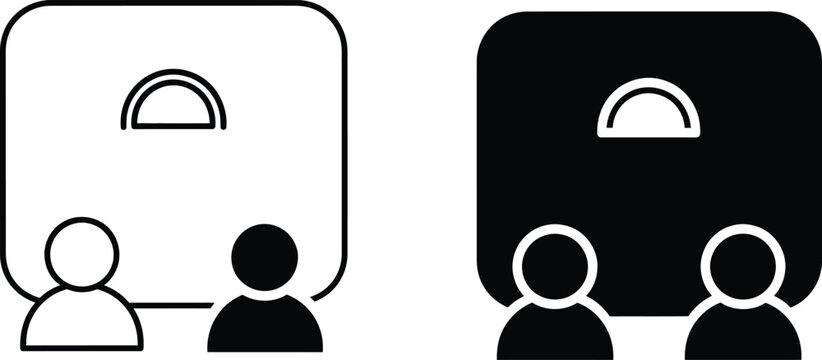 Silhouette of people in video conference with one presenter