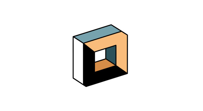 Isometric Impossible Square Frame Vector