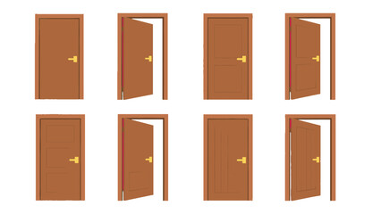 Set of brown wooden doors in closed and open positions © Alan