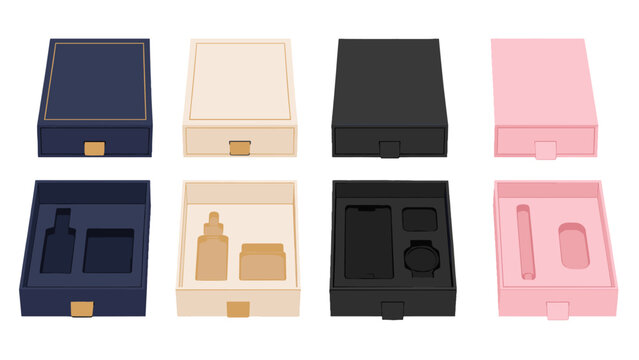 Set of luxury gift boxes with custom insert compartments