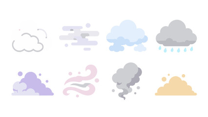 Obraz premium Pastel weather and atmospheric element icon set