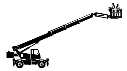 Telescopic Boom Lift Silhouette Vector Illustration © Naswi
