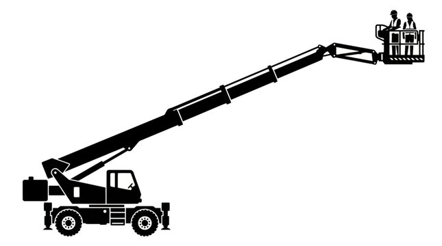 Telescopic Boom Lift Silhouette Vector Illustration