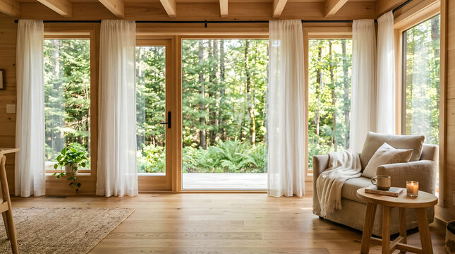 Modern Light Wood Cabin - zoom background