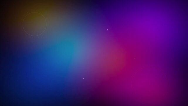 Dark abstract background with smooth color gradients of blue yellow and magenta with subtle circles