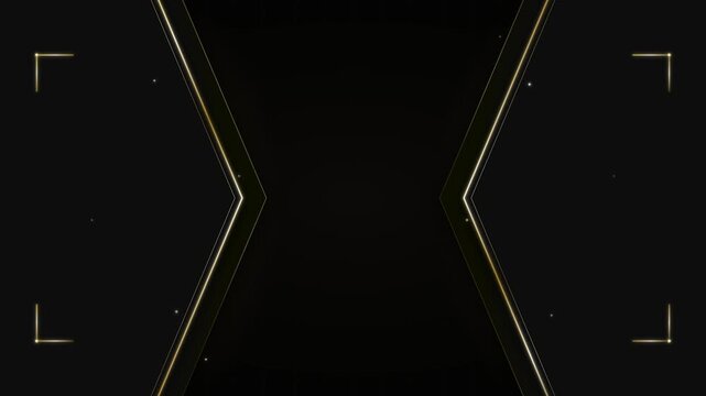 Dark background with intersecting golden lines and scattered light particles abstract