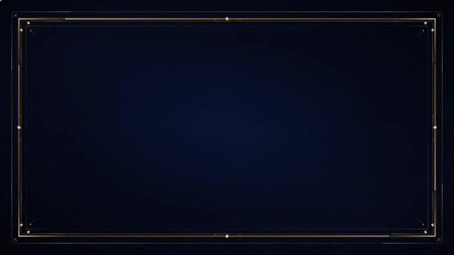 Dark blue background with a thin, ornate golden geometric border and subtle texture