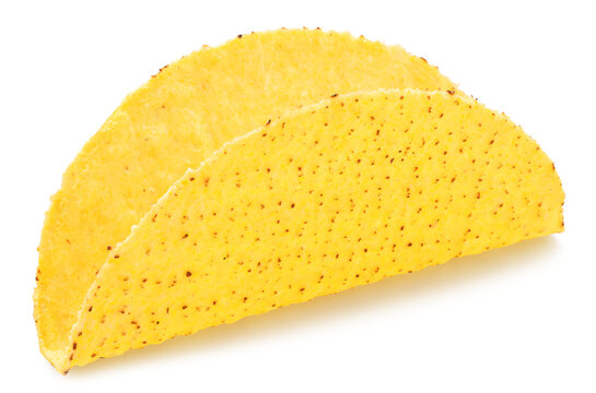 Empty Mexican taco shell or corn tortilla isolated on white. File contains clipping path.