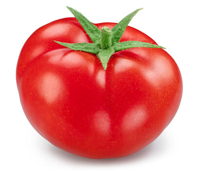 One ripe ideal tomato isolated on a white background with clipping path.