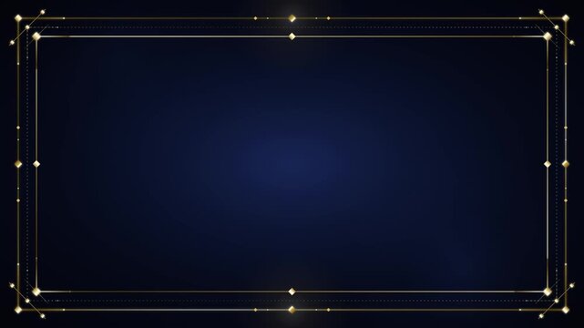 Deco golden frame with diamond accents on a rich navy blue gradient