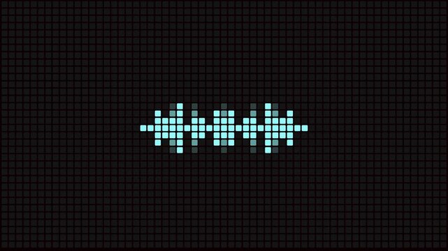 Pixel led audio equalizer seamless loop background, music visualizer bar animation, sound wave spectrum display for podcast speech sound wave display for podcast, ai assistant, music channel