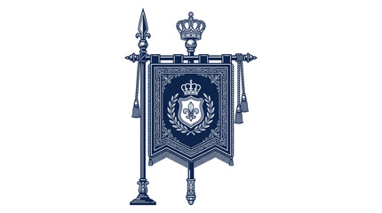 Royal Banner Heraldic Emblem Crown Fleur de Lis Staff © anis