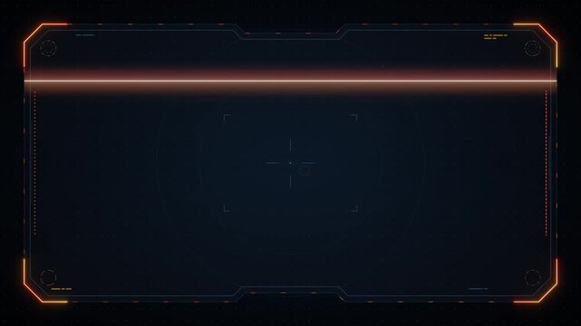 Futuristic HUD display with crosshair and targeting reticle on dark digital grid background