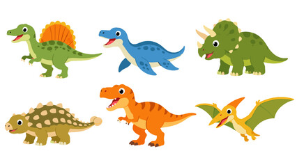 Cute cartoon dinosaur set with six colorful prehistoric animals © Alan