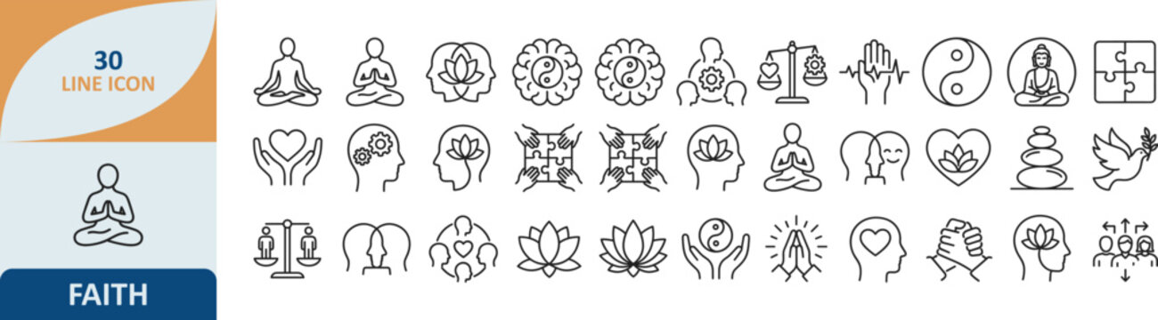 Collection of rumi inspired outline thin line spiritual icons with spiritual meditation philosophy reflection minimalist pictogram connection peaceful enlightenment tranquility meditate