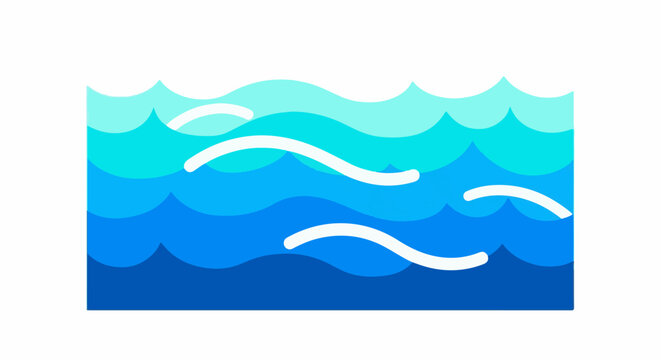 Stylized waves with varying shades of blue and white accents