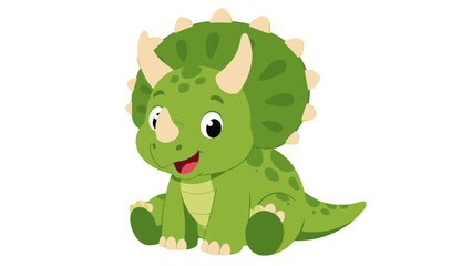 Cute green triceratops cartoon dinosaur illustration © Alan