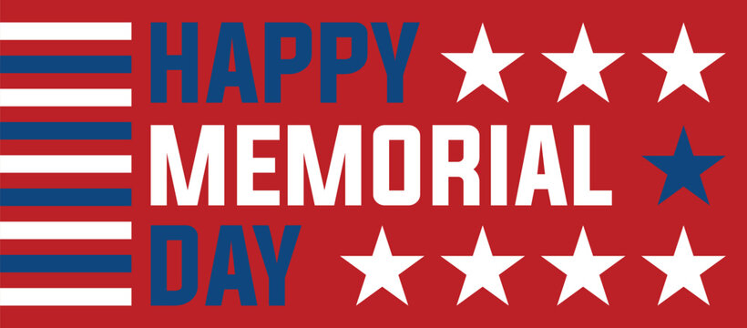 Patriotic Happy Memorial Day Vector Banner with Stars and Stripes
