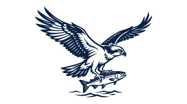 Osprey Bird of Prey Catching Fish in Flight, Hunter Symbol