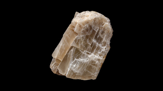 Macro Texture of Raw Moonstone Gemstone on Black Background