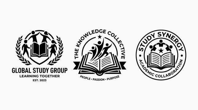 Black and white education logos.