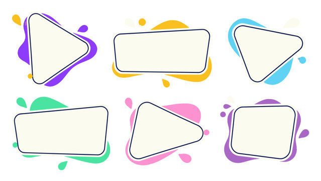 Set of abstract colorful blank label frames in rounded shapes