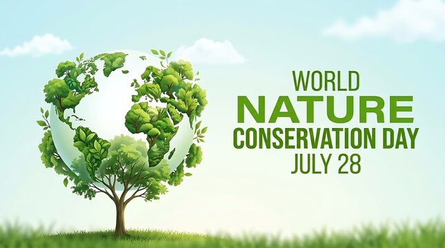 World nature conservation day illustration with stylized earth tree concept for july 28