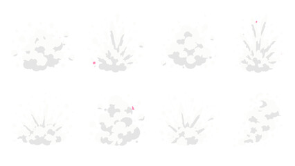 Set of cartoon smoke cloud and explosion effect elements © Alan