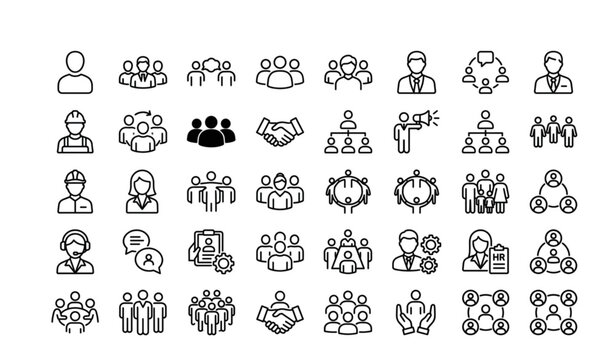 People and community outline icon collection vector set