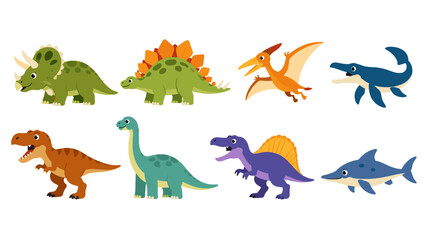 Cute cartoon dinosaur and prehistoric animal character set © Alan