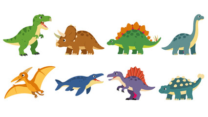Cute cartoon dinosaur set with eight prehistoric animals © Alan