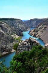 Canyon in Croatia with moutains and river