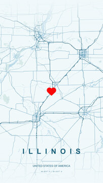 Modern minimalist vector map of Illinois State, USA. High-quality scalable illustration of Illinois city grids, Lake Michigan waterfront contours for posters and design.