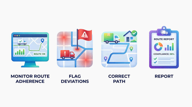 Navigation system monitor route adherence and flag deviations on a correct path report