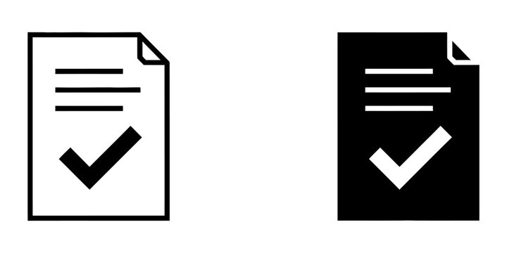 Document verification icon set with checkmark symbols document verification